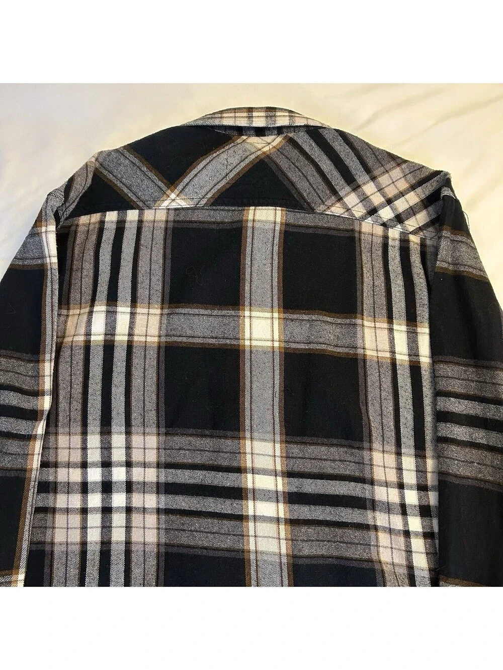 Levi’s Flannel Shirt Men’s M Medium Plaid Black White Gray Brown 100% Cotton